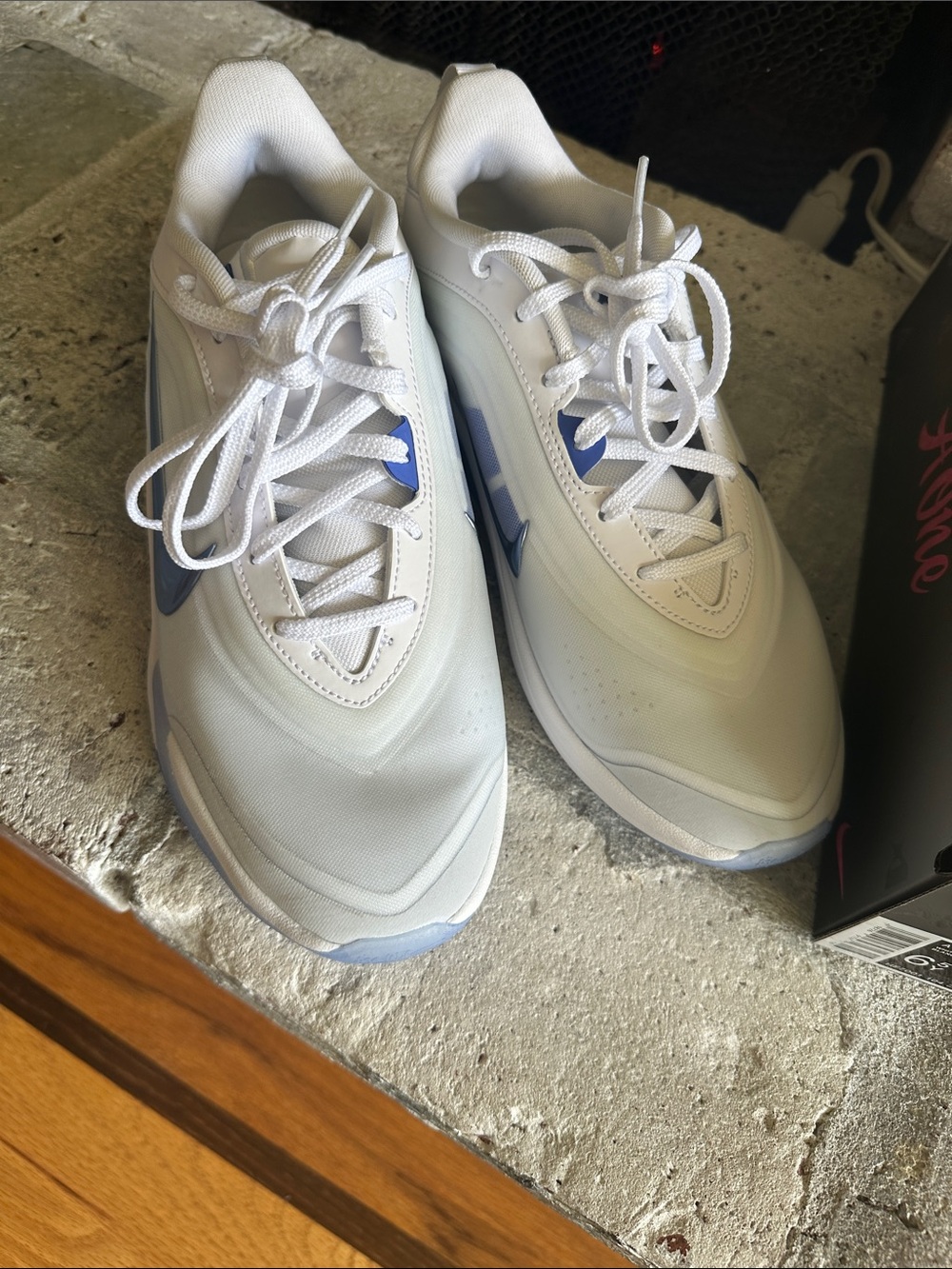 Nike A’One (GS) White Sneakers with Silver and Light Blue A’ja 6.5Y Basketball - Picture 3 of 5